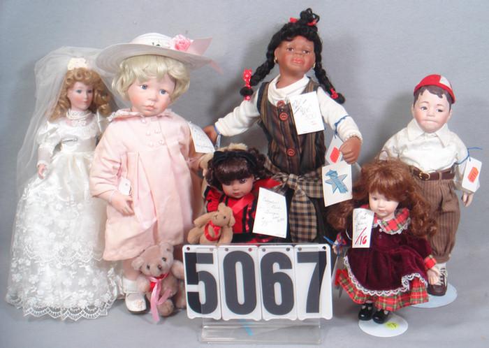 Porcelain/cloth dolls lot, 9 to 16 inches