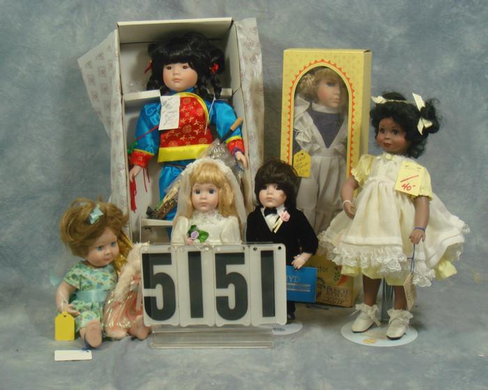 Porcelain Doll lot, 7 to 16 inch