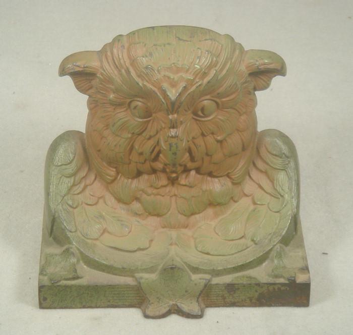 Cast iron doorstop owl head back 3c595