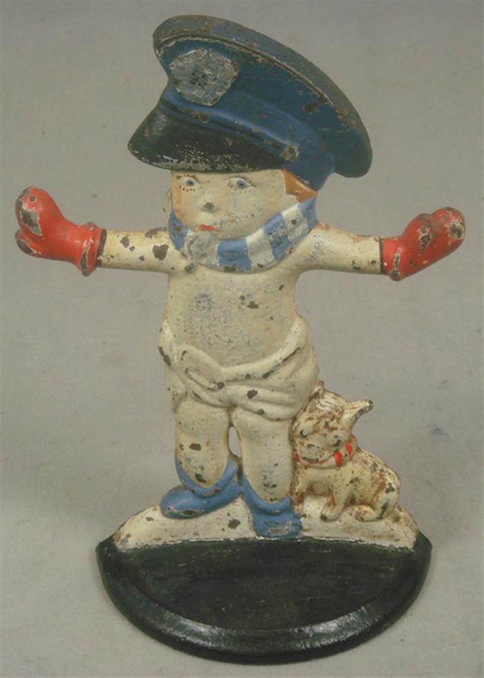 Cast iron doorstop, large colorful child