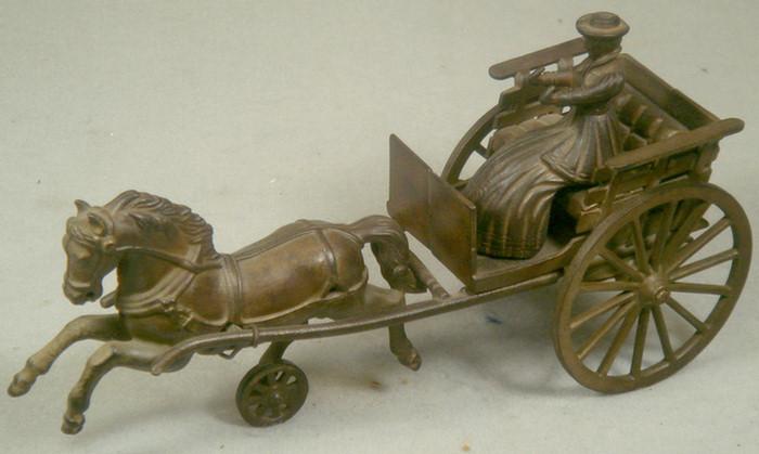 Cast iron toy, horse drawn carriage