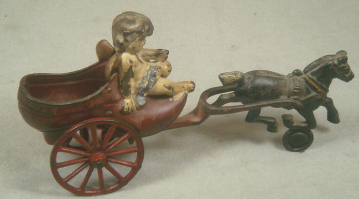 Cast iron toy horse drawn cart 3c643