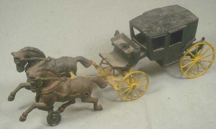 Cast iron toy horse drawn covered 3c644