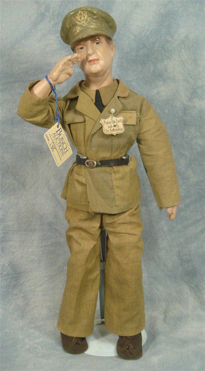 Antique composition Army doll,