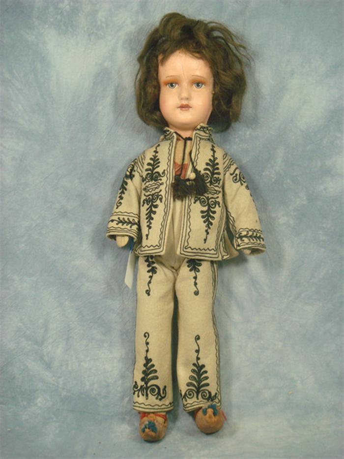 Composition and Cloth Painted face doll,