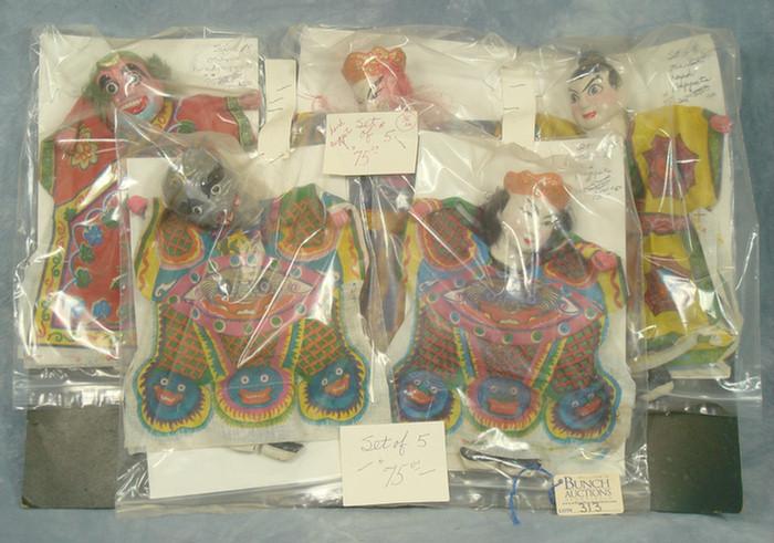 Set of 5 Oriental antique Puppets  3caee