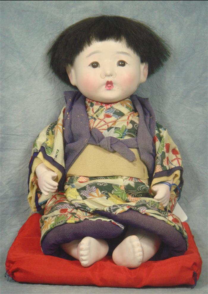 Vintage Gofun Japanese Itchimatsu 3cb01