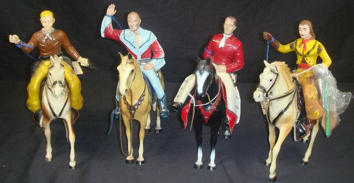 Plastic Cowboy and cowgirl figures,