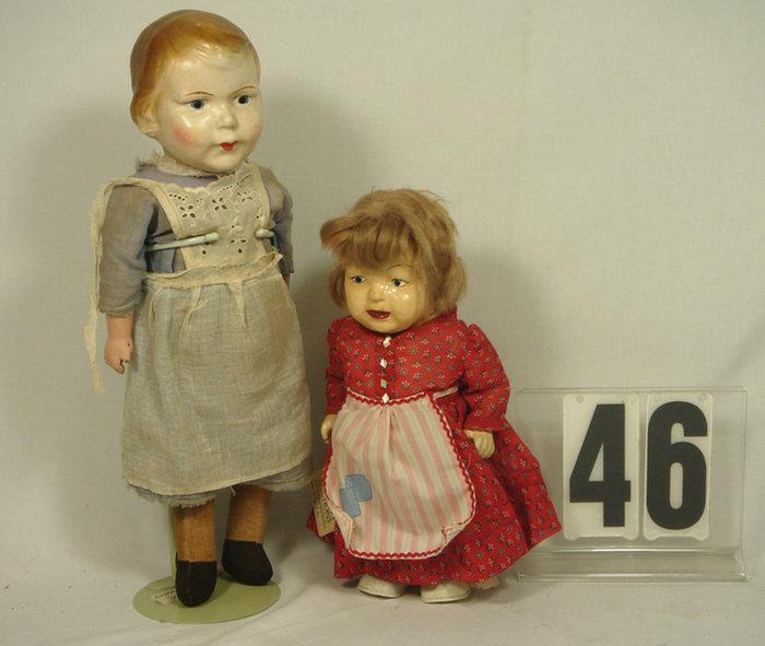 2 composition doll, 12 and 16 inches