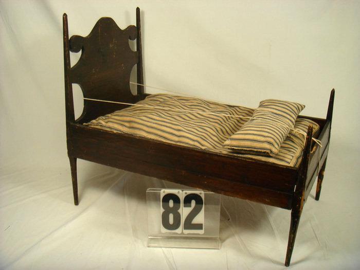 Antique Doll Bed wood 25 inches 3cb8d