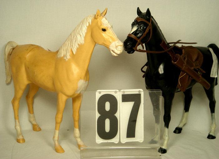 2 Johnny West Marx Horses, 1 boxed,