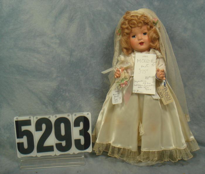 Mollye bride doll, 16 inches tall, unmarked,
