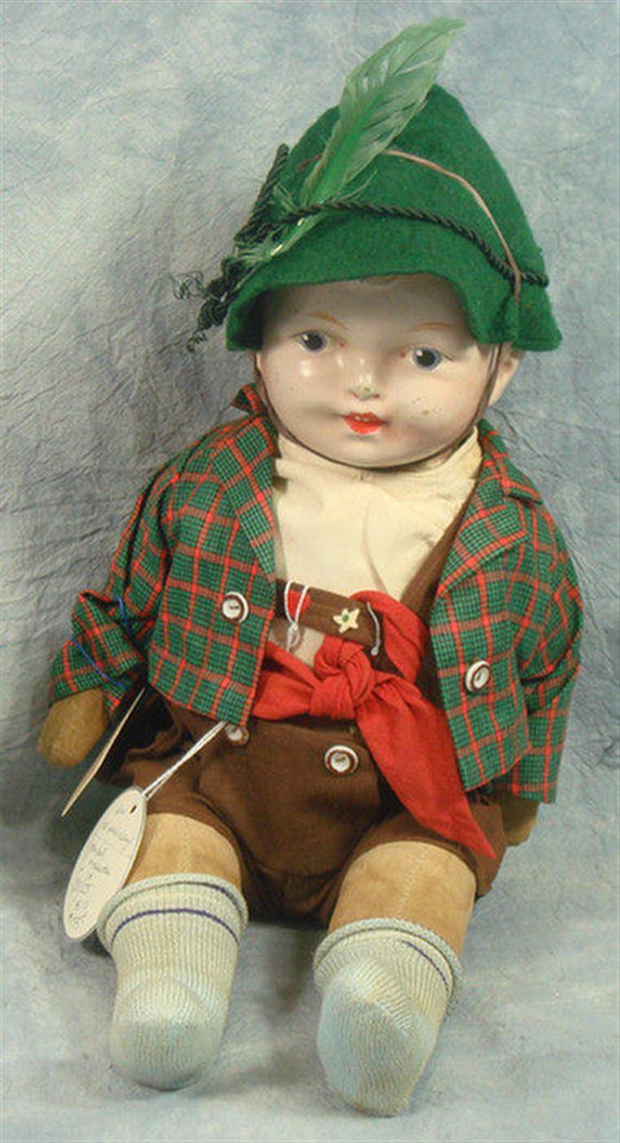 Composition painted face boy doll  3c9ec