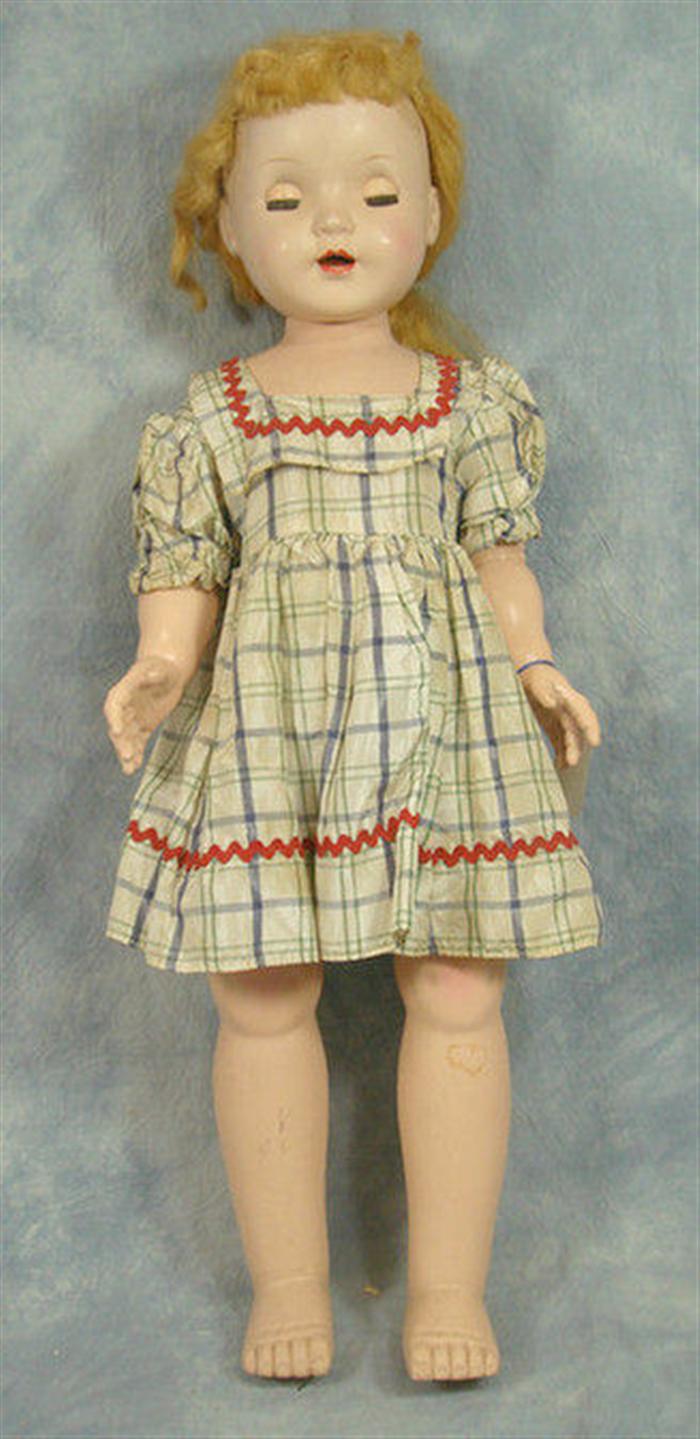 28 Hard Plastic Doll, not marked, blonde