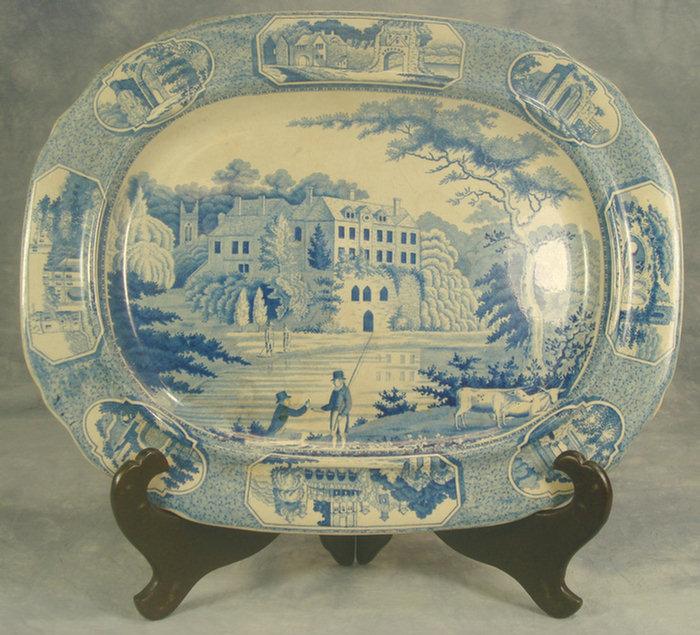 Staffordshire blue transfer platter  3ce40