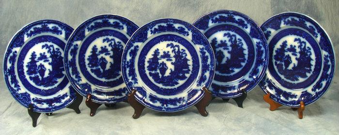 5 Staffordshire blue transfer Temple