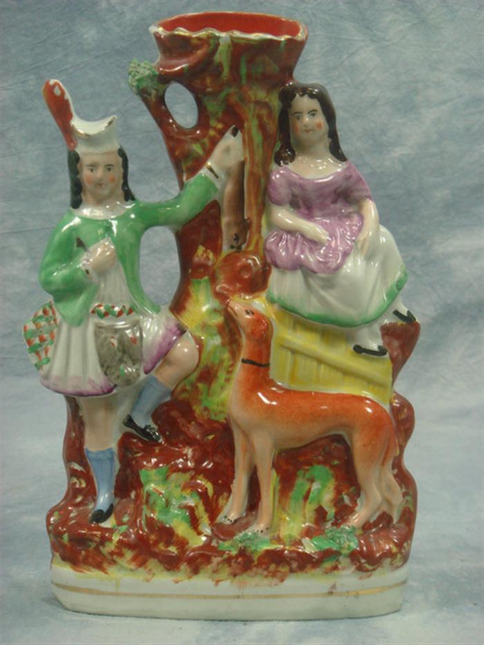 Staffordshire double figurine spill
