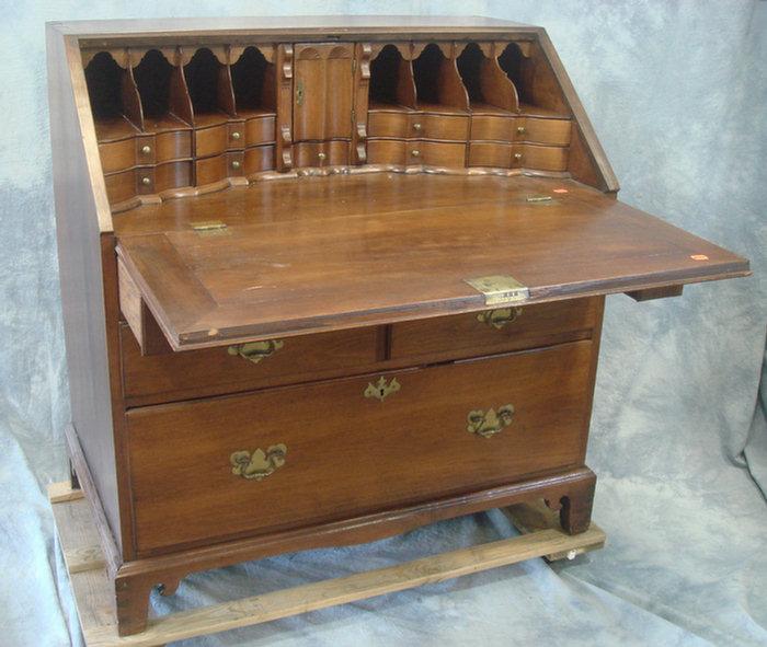 Walnut Queen Anne slant front desk,