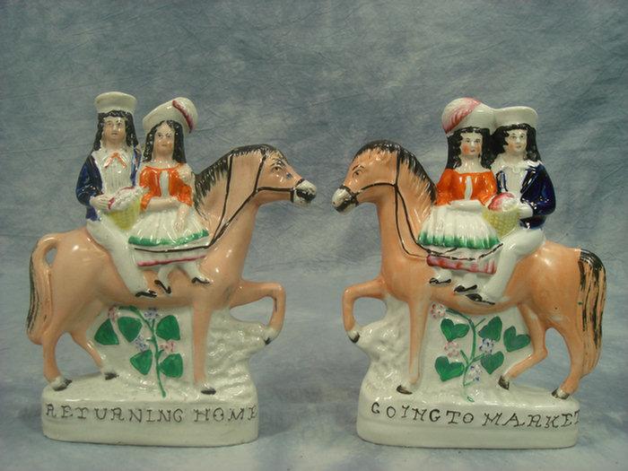 Pr Staffordshire equestrian figurines,