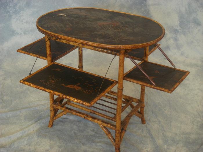 Lacquer decorated bamboo side table