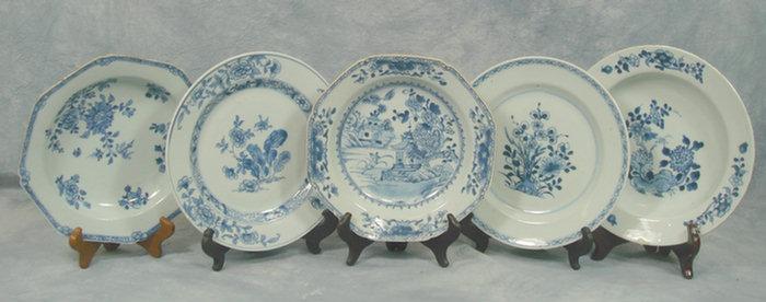 5 assorted Chinese porcelain blue