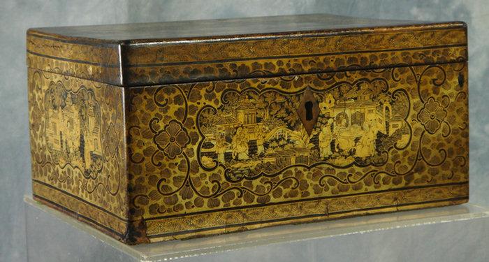 Lacquer decorated Chinese tea caddy  3ceb8