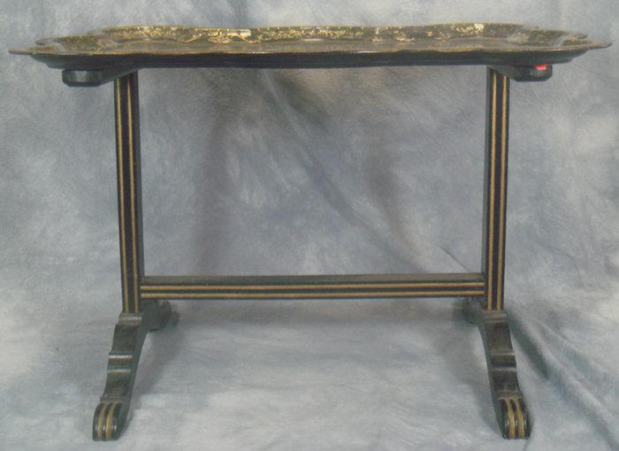 Toll decorated tray on an ebonized 3cec5