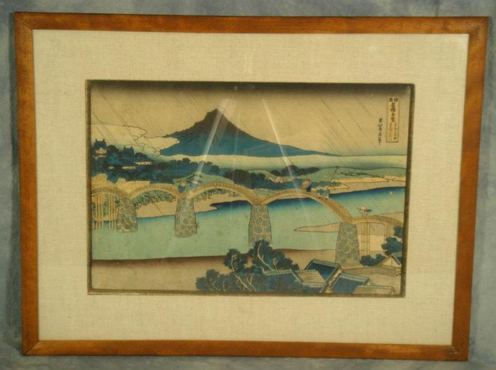 Japanese woodblock print Bridge 3ced0