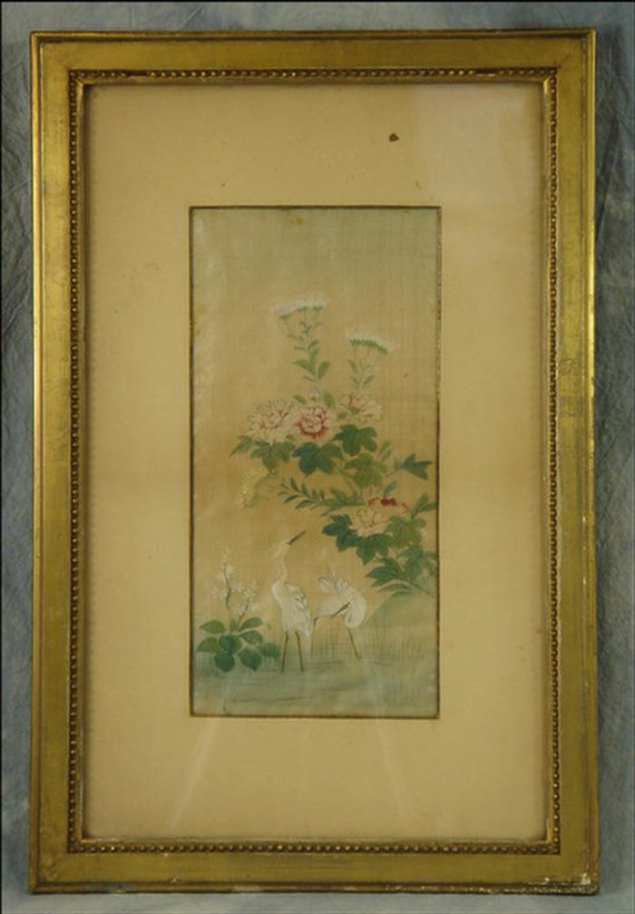 Japanese painting on silk, Cranes