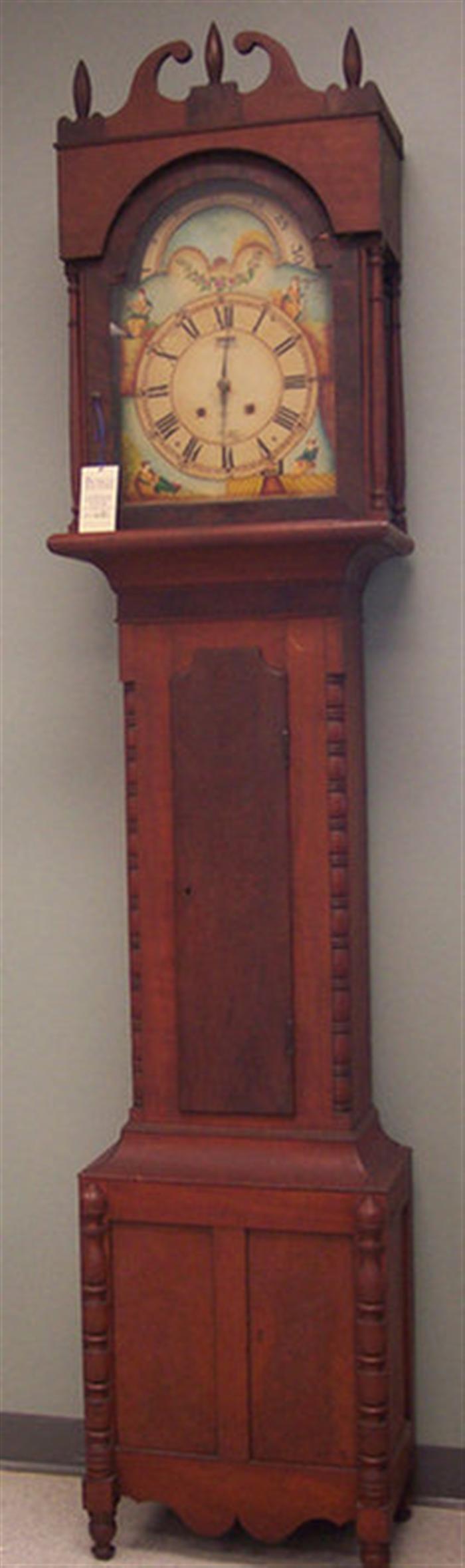 Cherry and mahogany tall case clock,