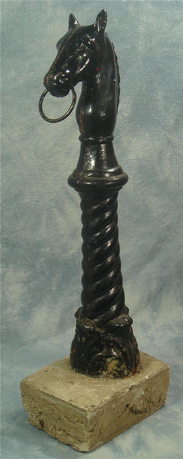 Cast iron horsehead hitching post, 27