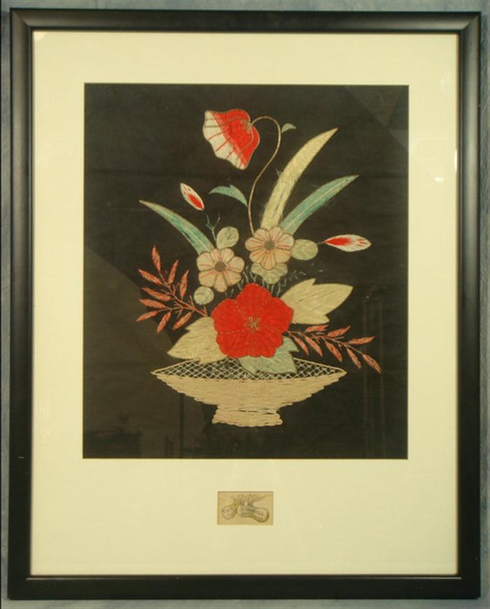 Silk embroidery by H Imamura, Nagasaki,