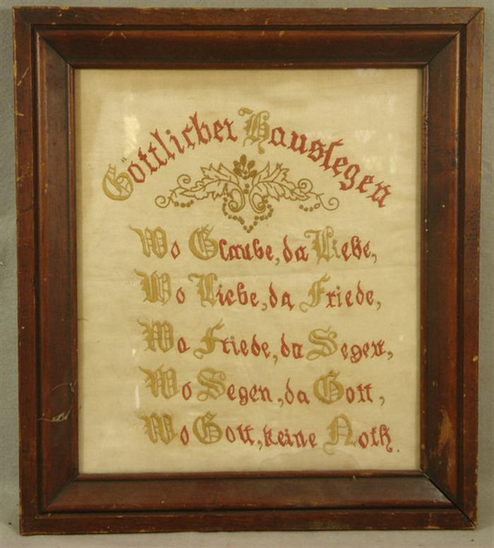 Embroidered needlework panel with German