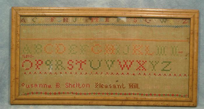 1867 needlework sampler, Susannah