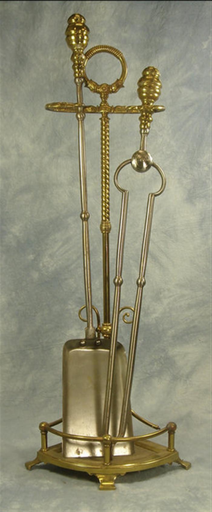 Set brass fire tools on stand  3cf50