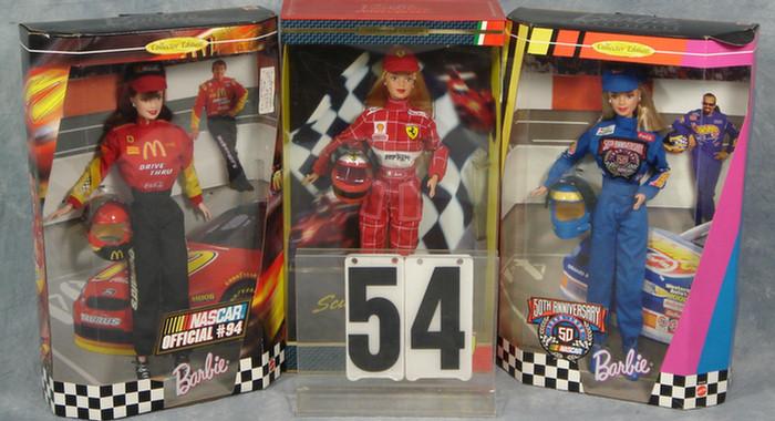 Lot of 3 Mattel Racing Barbies  3cfd6