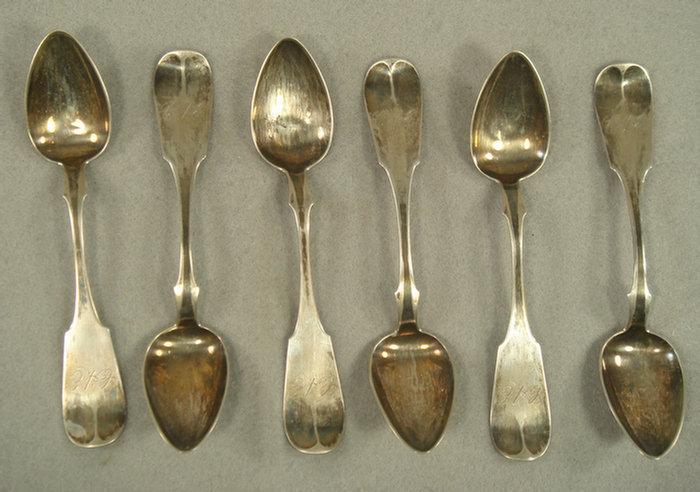 6 coin silver teaspoons, Hannah