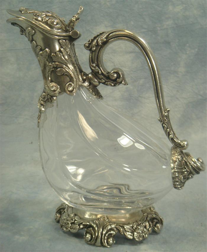 Pewter mounted Rococo style glass