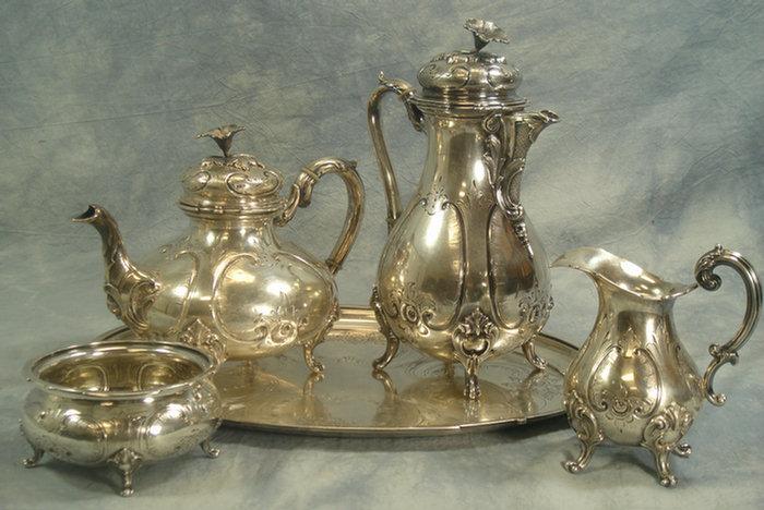 5 pc 800 silver German teaset by