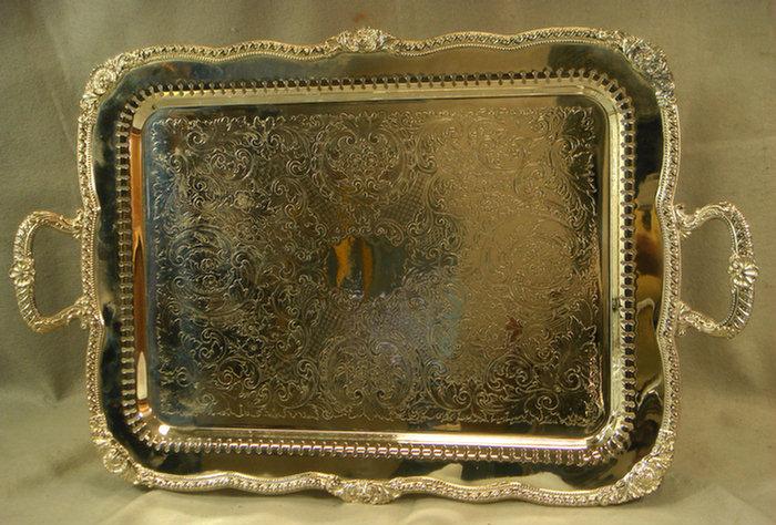 Plated silver footed tray,  30"