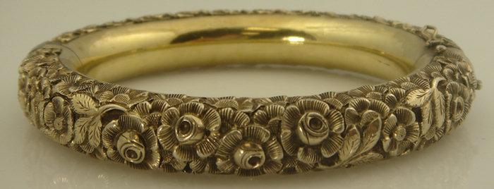 Sterling and 18K YG floral repousse 3cd11