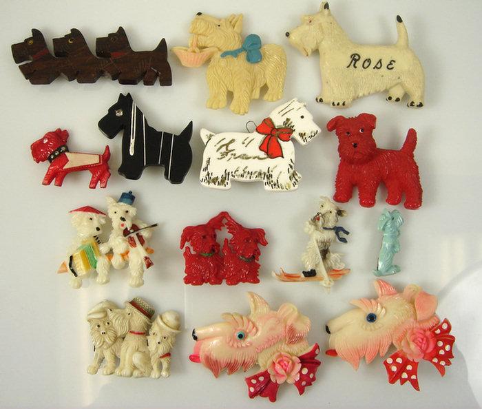 14 costume jewelry plastic Scottie 3cd27