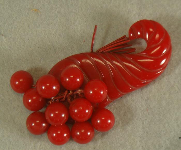 Red bakelite cherry cornucopia