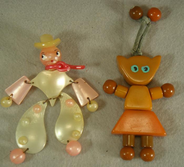 2 figural shade pulls amber bakelite  3cd4a