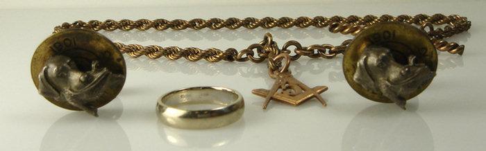 Masonic YGF watch chain 14K WG 3cd5e