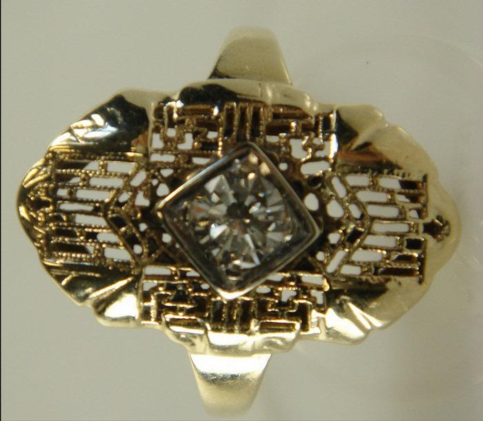 14K YG diamond filigree ring 40 50 3cd8b