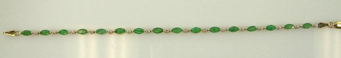 14K YG emerald bracelet, 16 oval