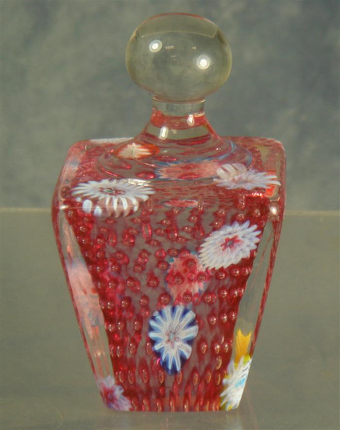 Murano cranberry paperweight with enameled