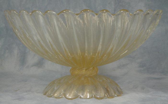 Gold flecked Venetian glass compote  3cde6