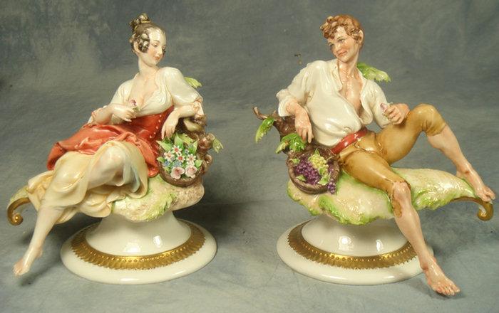 2 Capo di Monti porcelain figurines,